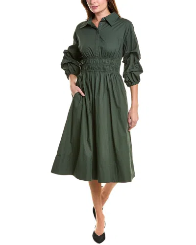Gracia Ruched A-line Dress In Green