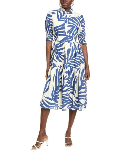Gracia Ruffle Detail Chiffon Midi Dress In Blue