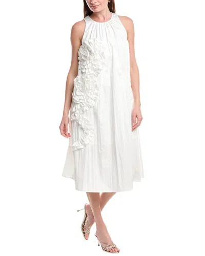 Gracia Ruffle Flower Applique Midi Dress