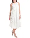 Gracia Ruffle Flower Applique Midi Dress