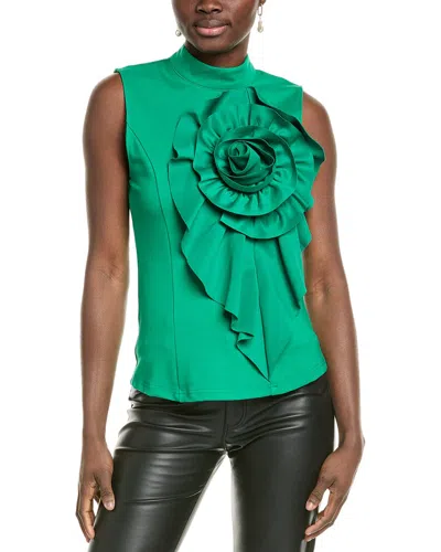 Gracia Ruffle Flower Detail Tank In Green