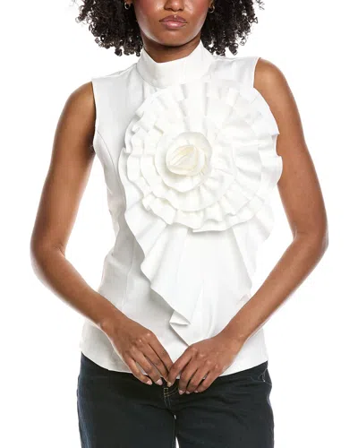 Gracia Ruffle Flower Detail Tank In White