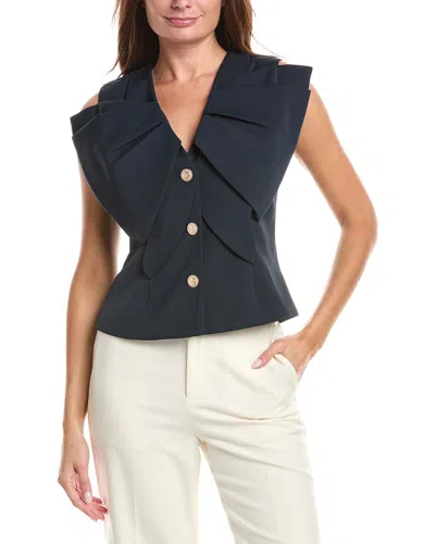 GRACIA GRACIA RUFFLE FRONT BUTTON DOWN SLEEVELESS JACKET