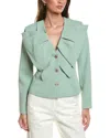 Gracia Ruffle Front Jacket In Green