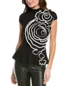 Gracia Ruffle Ribbon Top In Black