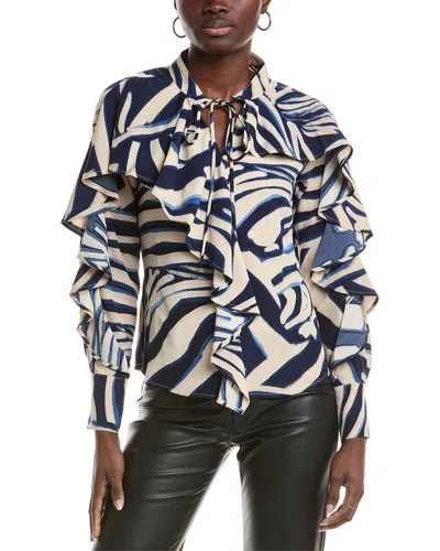 Gracia Ruffle Shirt In Blue