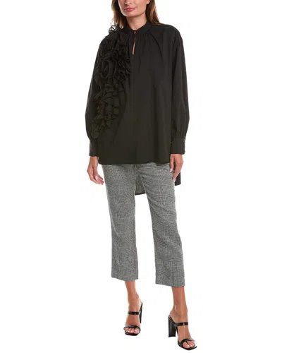 Gracia Ruffle Trim Shirt In Black