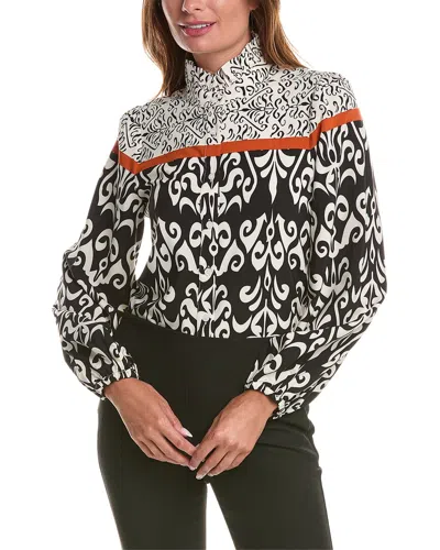 Gracia Ruffle Trim Shirt In Black