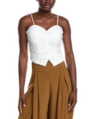 Gracia Ruffled Detail Mesh Fabric Top In White