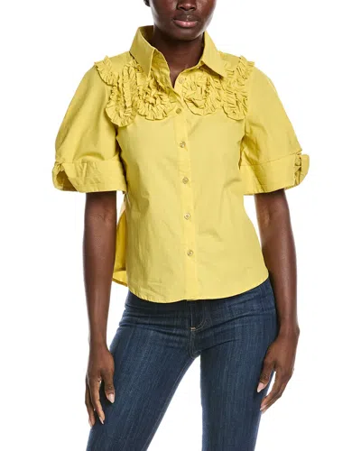 Gracia Ruffled Work Shirt In Yellow