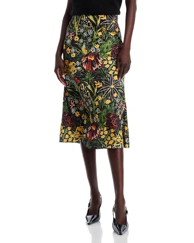 Gracia Satin Fishtail Midi Skirt In Black
