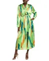 Gracia Satin Print Maxi Dress In Green
