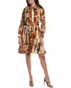 Gracia Satin Print Tie-neck Midi Dress In Neutral