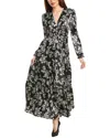 Gracia Satin Tiered Maxi Dress In Black