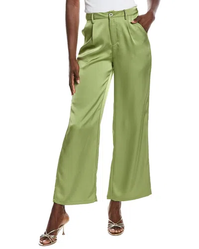 Gracia Satin Wide Leg Dress Pant In Green