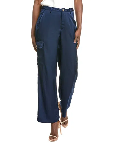 Gracia Satin Wide Leg Pant In Blue