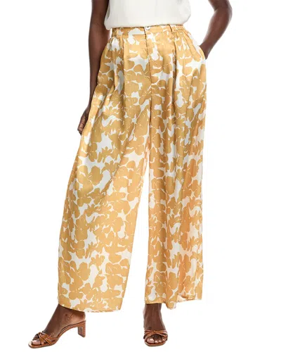 Gracia Satin Wide Leg Trouser In Yellow
