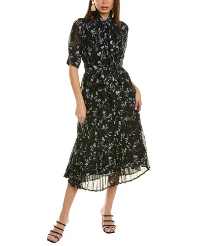 Gracia Scarf Neck Midi Dress In Black