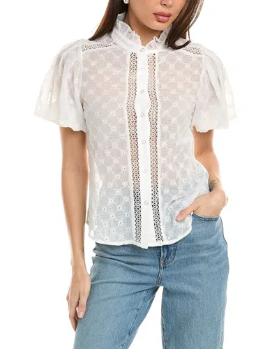Gracia See-through Lace Puff Sleeve Shirt In White