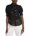 Gracia Sequin Chiffon Blouse In Black