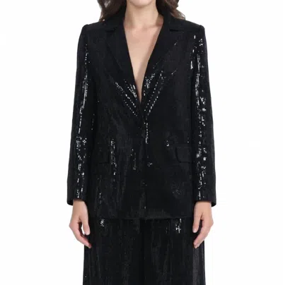 Gracia Sequin Embellished Long Sleeve Blazer In Black