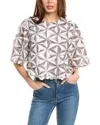 Gracia Sequin Pinwheel Motif Top In White