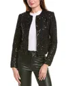 Gracia Sequined Round Neck Jacket In Black