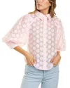 Gracia Sheer Dot Blouse In Multi