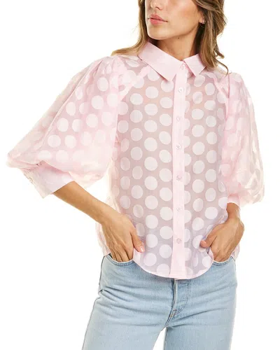 Gracia Sheer Dot Blouse In Pink