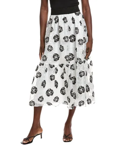 Gracia Sheer Floral A-line Skirt In Multi