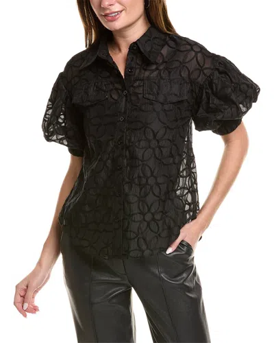 Gracia Sheer Flower Blouse In White