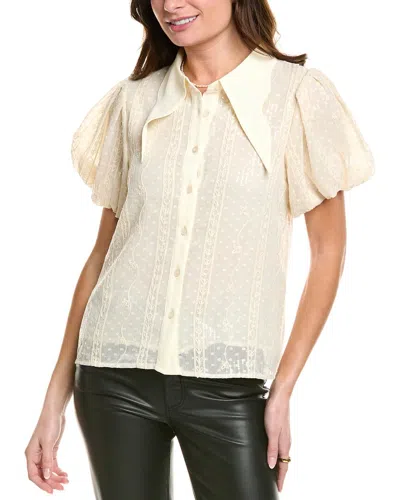 Gracia Shiny Mesh Shirt In White