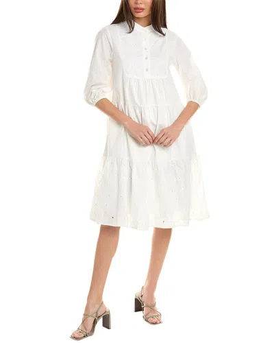 Gracia Shirred Babydoll Dress In White