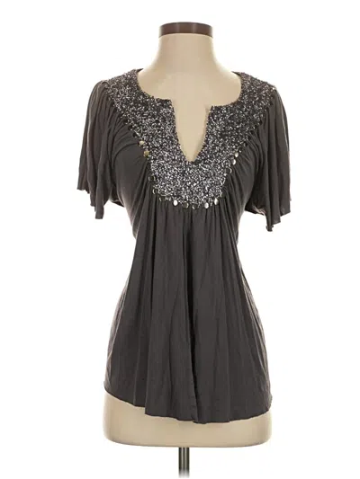 Pre-owned Gracia Short Sleeve Blouse In Gray