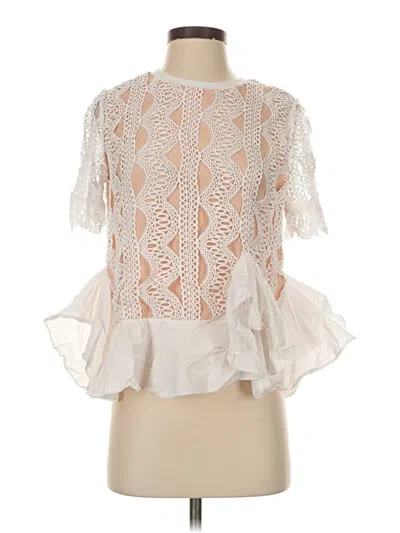 Pre-owned Gracia Short Sleeve Blouse In White