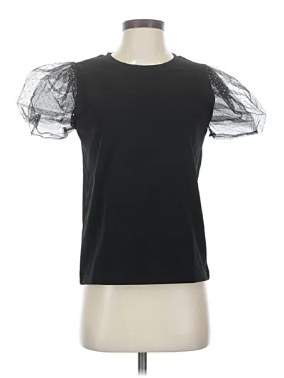 Pre-owned Gracia Short Sleeve Top Black Crew Neck Tops