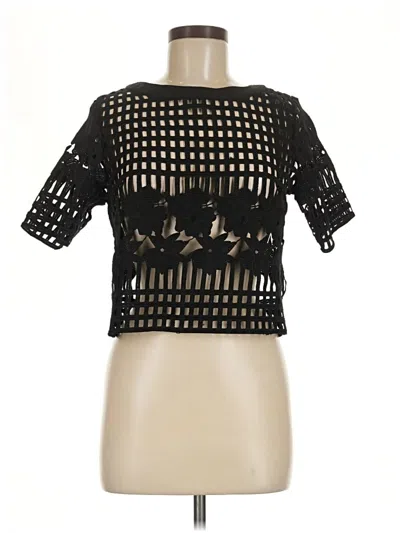 Pre-owned Gracia Short Sleeve Top Black Keyhole Neckline Tops