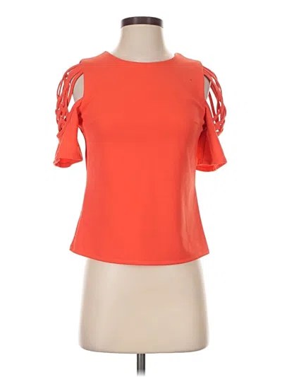 Pre-owned Gracia Short Sleeve Top Orange Cold Shoulder Neckline Tops