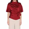 Gracia Side Twist Top In Red In Burgundy