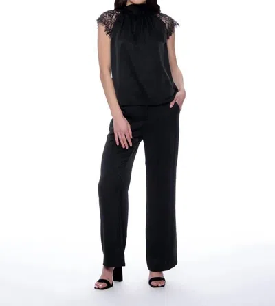 Gracia Silk Top And Pants Set In Black