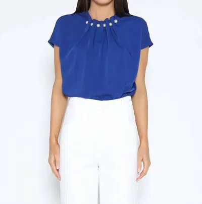 Gracia Sofia Pearl Top In Blue