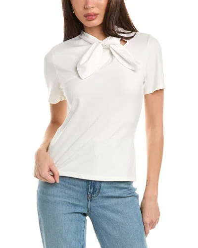 Gracia Solid Neck Tie Top In White