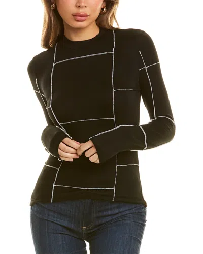 Gracia Square Embroidery Fitted Top In Black