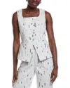 Gracia Square Neck Blazer Vest In White
