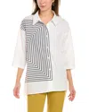 Gracia Square Print Unbalanced Top In White