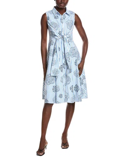 Gracia Stripe Print Sleeveless Front Tie Dress In Blue