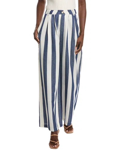 Gracia Stripped Wide Leg Pant In White