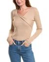 Gracia Surplice Sweater In Beige