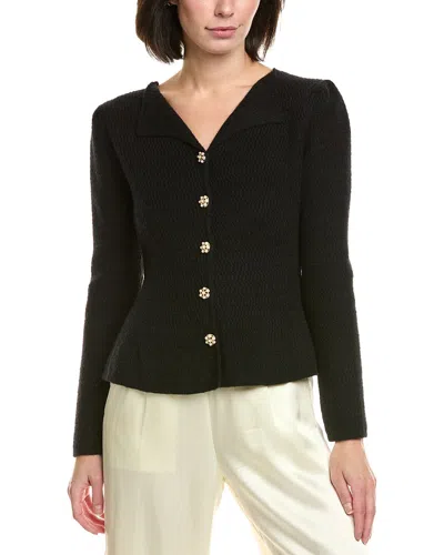 GRACIA TEXTURED COLLARED PEPLUM CARDIGAN