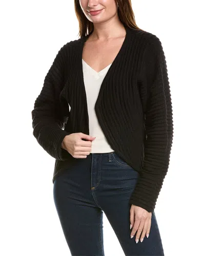 Gracia Textured Rib Cardigan In Black